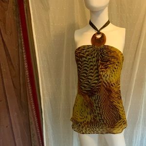 Beautiful sexy club halter amber swirl stone